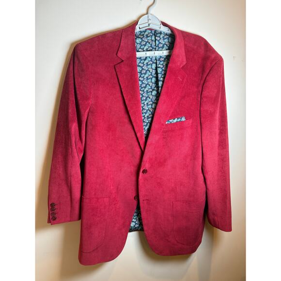 Alan Flusser Red Corduroy Blazer Men’s 46R XL - Picture 1 of 4